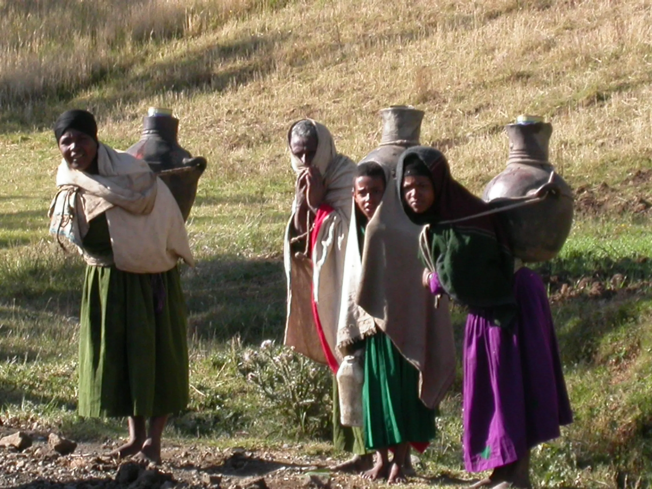 corvée d'eau à 3'000m, vers Mewch'a, Ethiopie